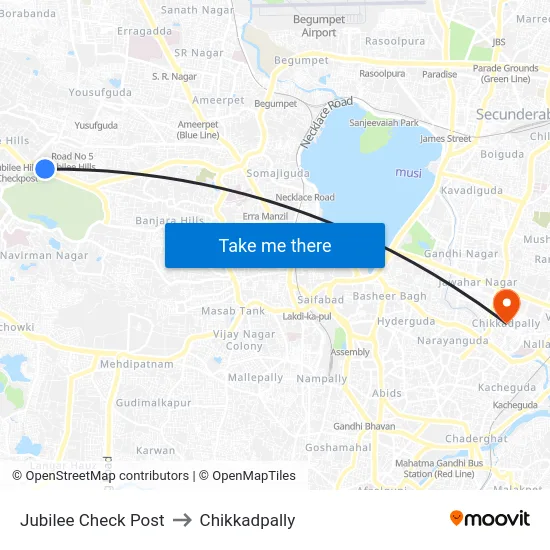 Jubilee Check Post to Chikkadpally map