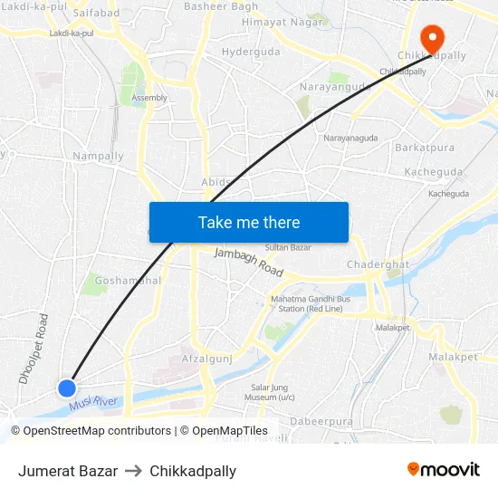 Jumerat Bazar to Chikkadpally map