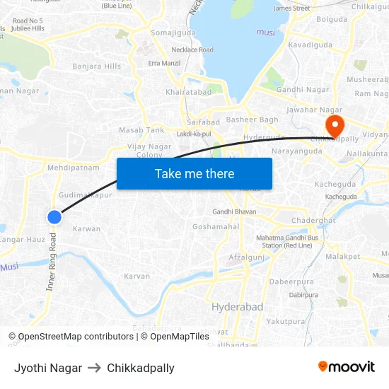 Jyothi Nagar to Chikkadpally map