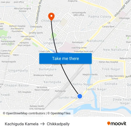 Kachiguda Kamela to Chikkadpally map