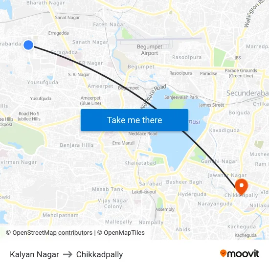Kalyan Nagar to Chikkadpally map