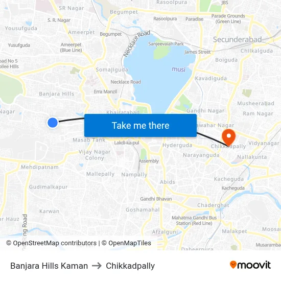 Banjara Hills Kaman to Chikkadpally map