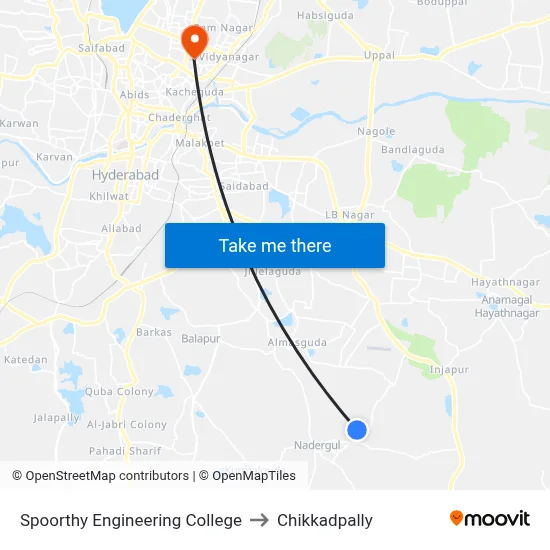 Spoorthy Engineering College to Chikkadpally map