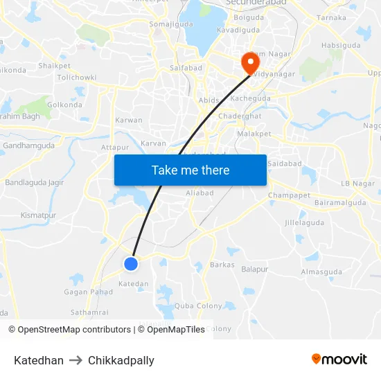 Katedhan to Chikkadpally map