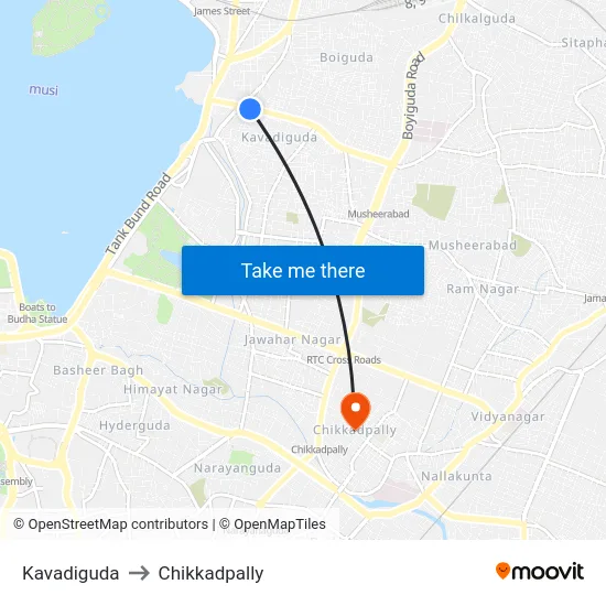 Kavadiguda to Chikkadpally map