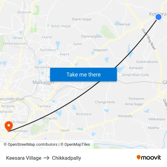 Keesara Village to Chikkadpally map