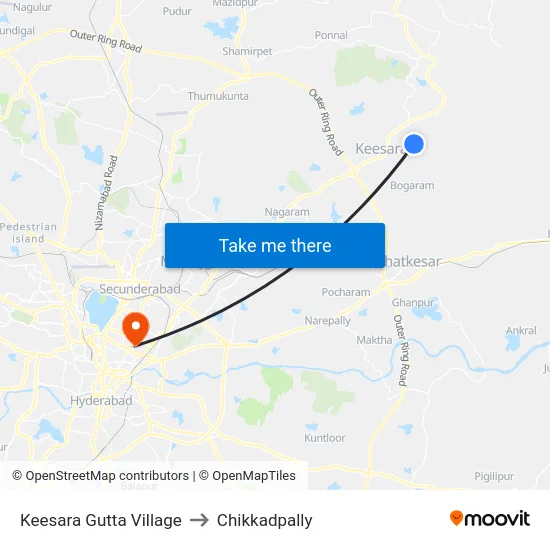 Keesara Gutta Village to Chikkadpally map