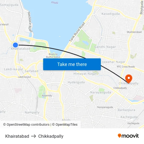 Khairatabad to Chikkadpally map