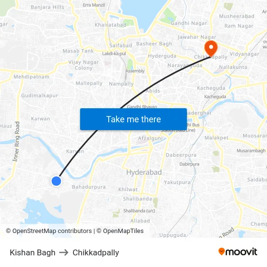 Kishan Bagh to Chikkadpally map