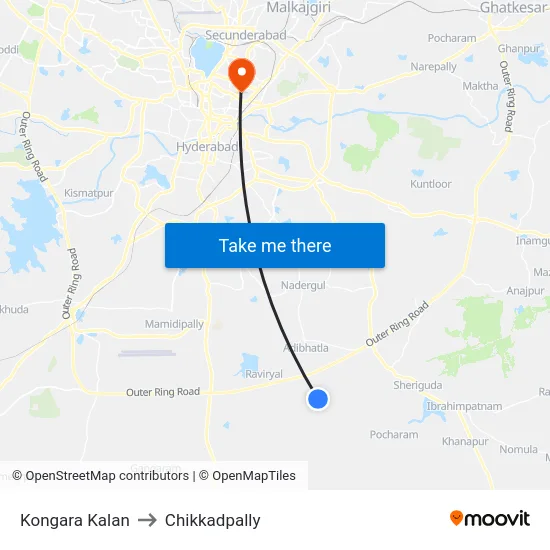 Kongara Kalan to Chikkadpally map
