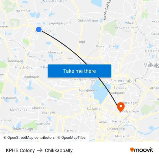 KPHB Colony to Chikkadpally map