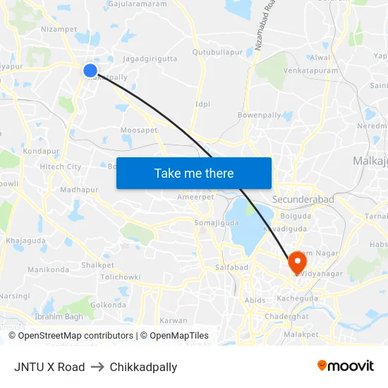 JNTU X Road to Chikkadpally map