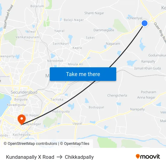 Kundanapally X Road to Chikkadpally map