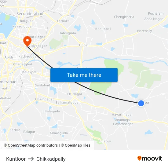 Kuntloor to Chikkadpally map