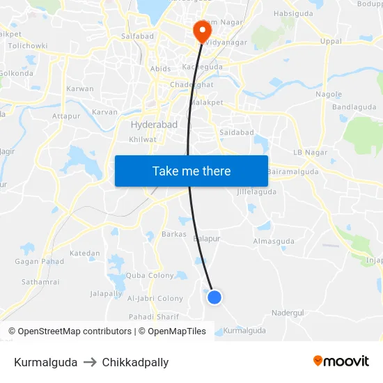 Kurmalguda to Chikkadpally map