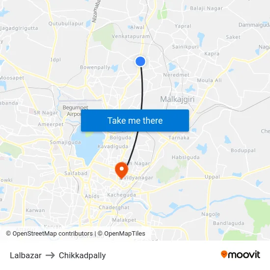 Lalbazar to Chikkadpally map