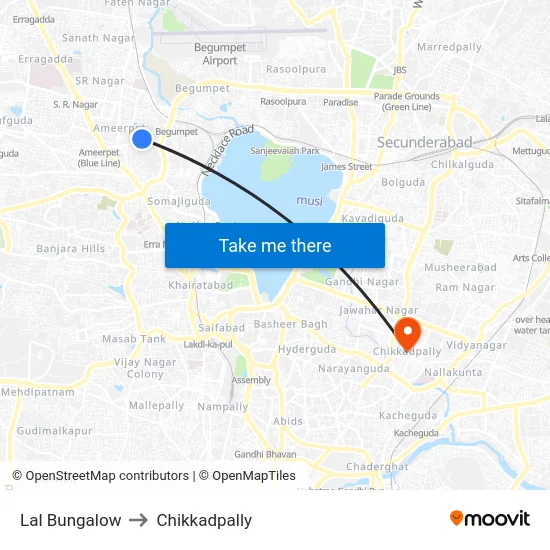 Lal Bungalow to Chikkadpally map