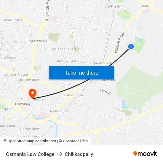 Osmania Law College to Chikkadpally map