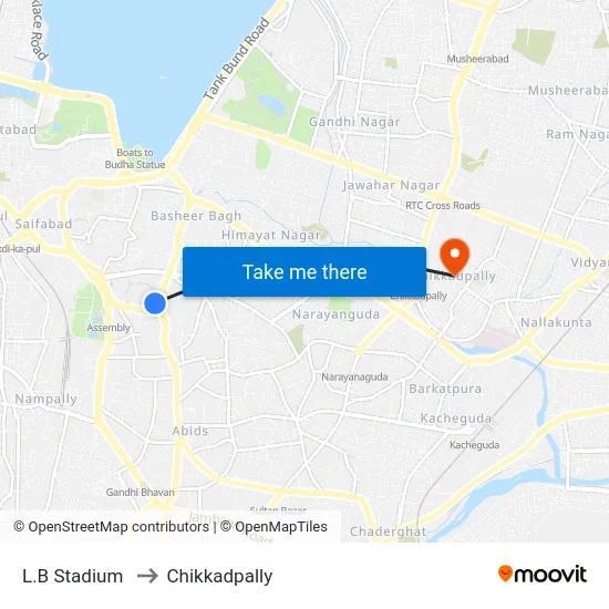 L.B Stadium to Chikkadpally map
