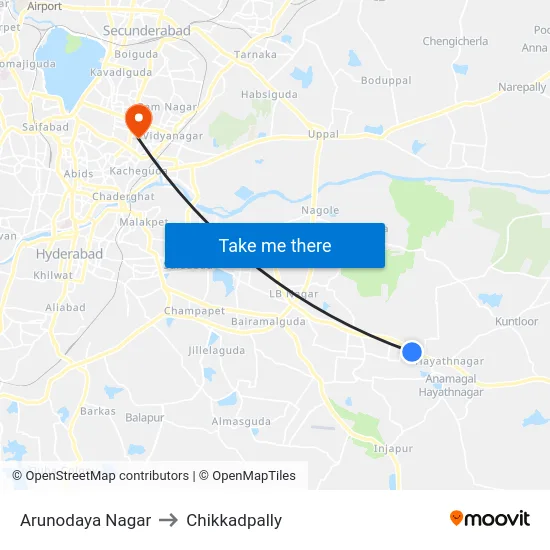 Arunodaya Nagar to Chikkadpally map