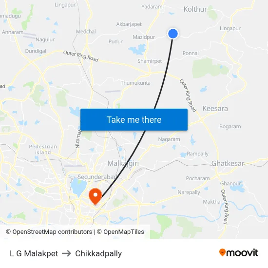 L G Malakpet to Chikkadpally map