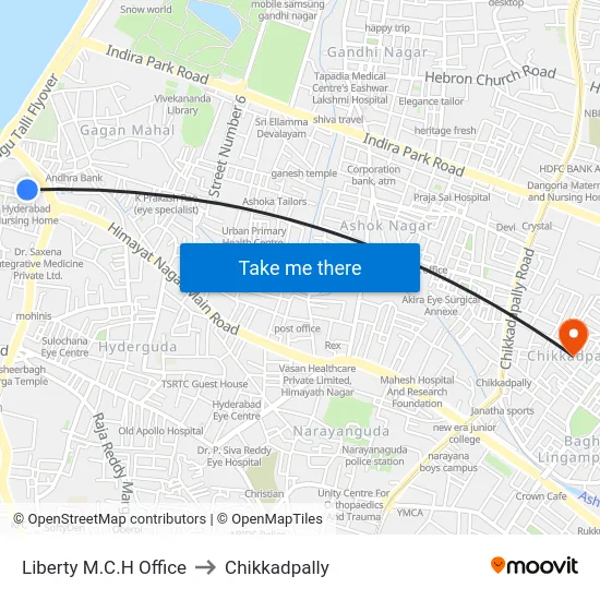 Liberty M.C.H Office to Chikkadpally map