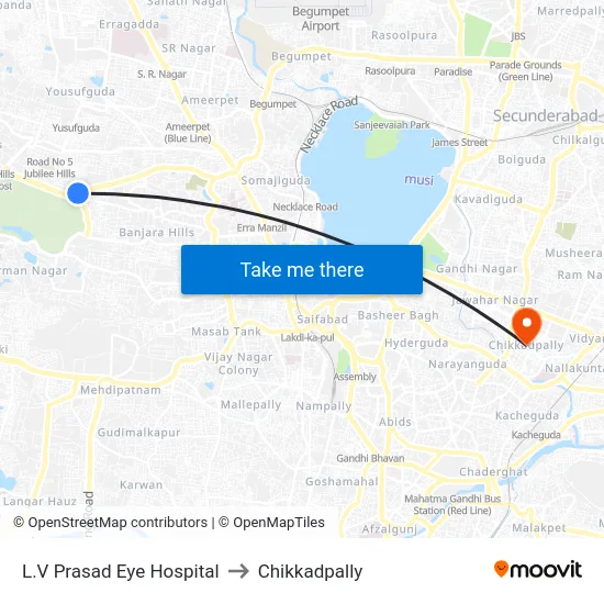 L.V Prasad Eye Hospital to Chikkadpally map