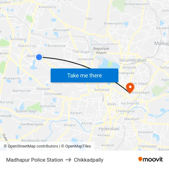 Madhapur Police Station to Chikkadpally map