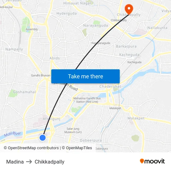 Madina to Chikkadpally map