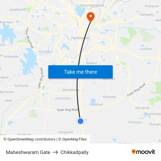 Maheshwaram Gate to Chikkadpally map