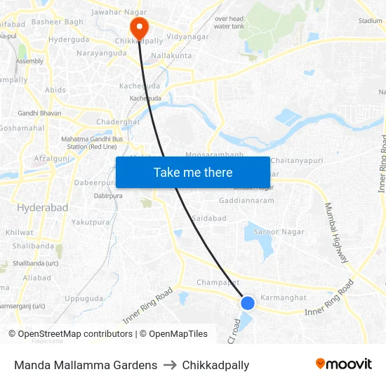 Manda Mallamma Gardens to Chikkadpally map