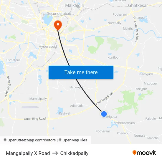 Mangalpally X Road to Chikkadpally map