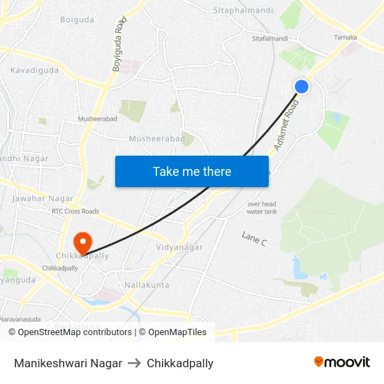 Manikeshwari Nagar to Chikkadpally map