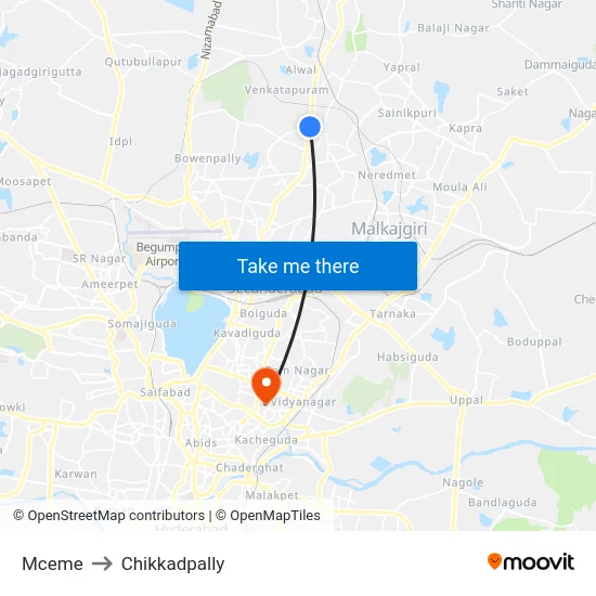 Mceme to Chikkadpally map