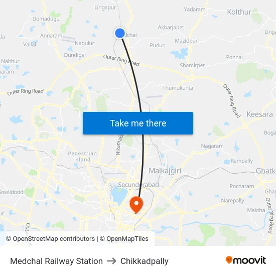 Medchal Railway Station to Chikkadpally map