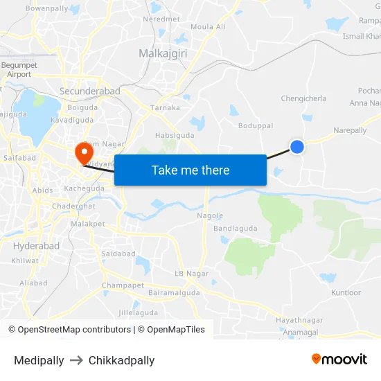 Medipally to Chikkadpally map