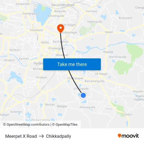Meerpet X Road to Chikkadpally map
