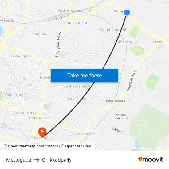 Mettuguda to Chikkadpally map