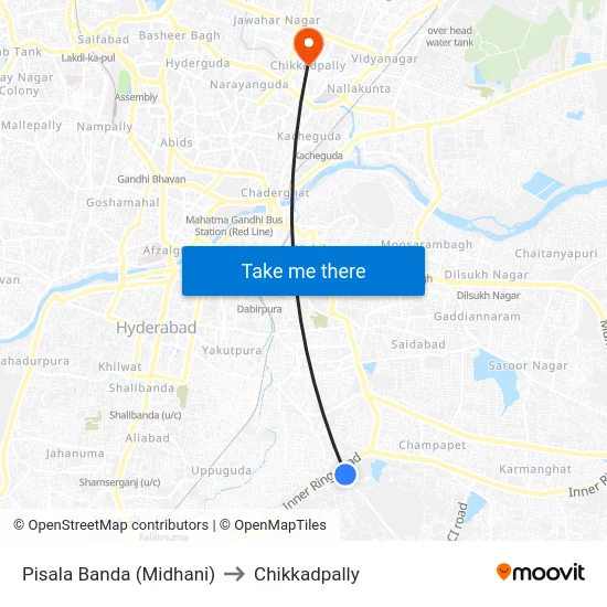 Pisala Banda (Midhani) to Chikkadpally map
