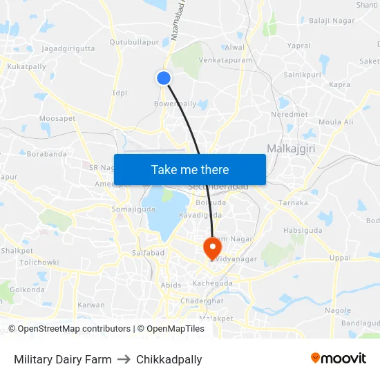Military Dairy Farm to Chikkadpally map