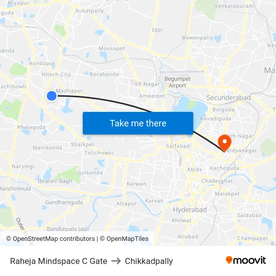 Raheja Mindspace C Gate to Chikkadpally map