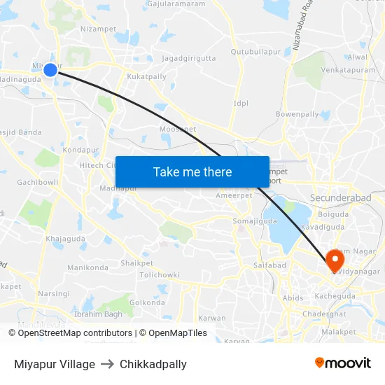 Miyapur Village to Chikkadpally map