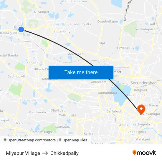 Miyapur Village to Chikkadpally map