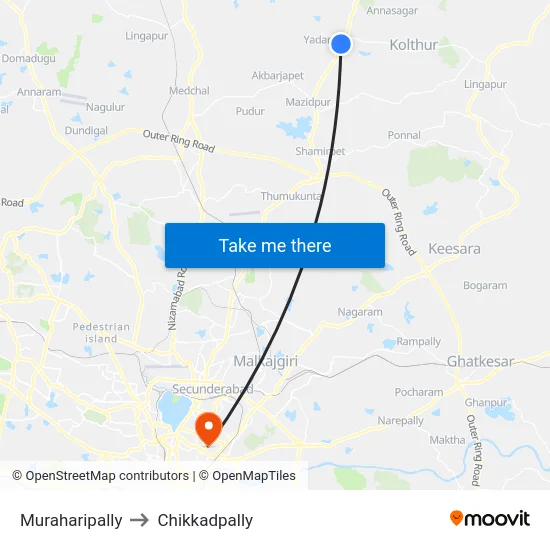 Muraharipally to Chikkadpally map