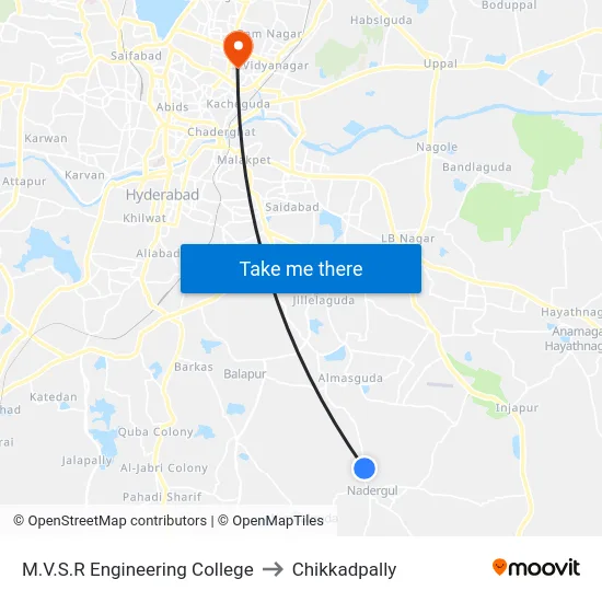 M.V.S.R Engineering College to Chikkadpally map