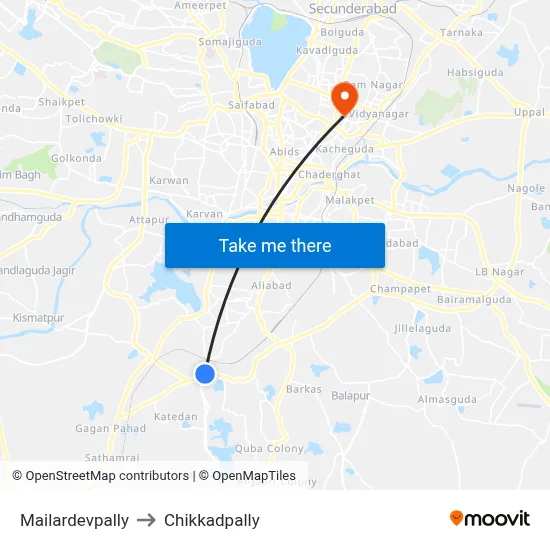 Mailardevpally to Chikkadpally map