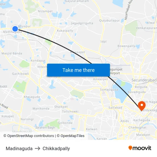 Madinaguda to Chikkadpally map