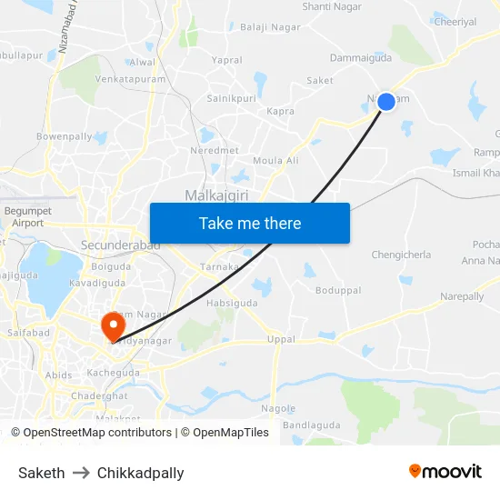 Saketh to Chikkadpally map