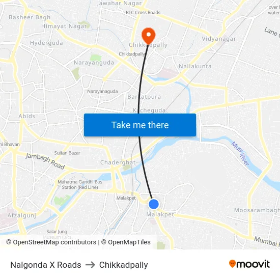 Nalgonda X Roads to Chikkadpally map