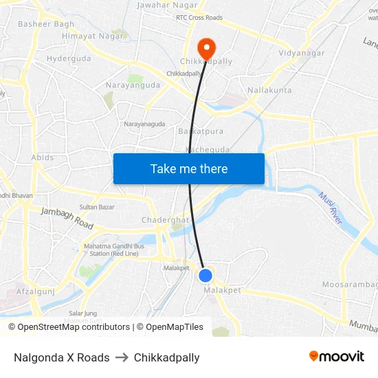 Nalgonda X Roads to Chikkadpally map
